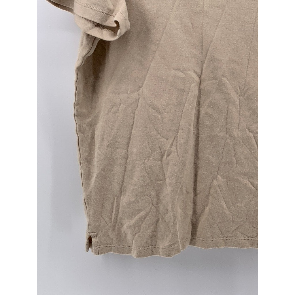 H&M Men's Beige Short Sleeve Cotton Polo Shirt SZ L