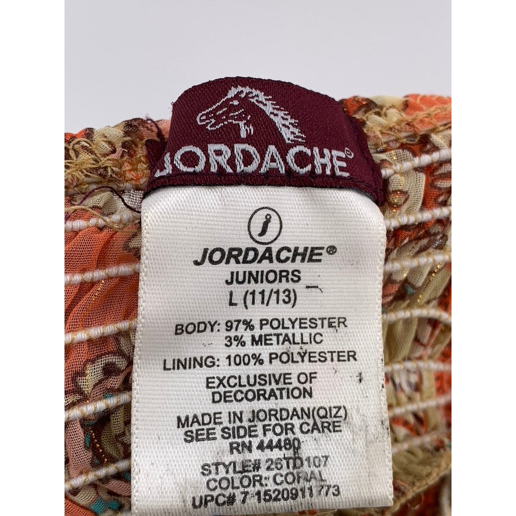JORDACHE Juniors' Orange Paisley Vintage Y2K Sheer Tank Top SZ L