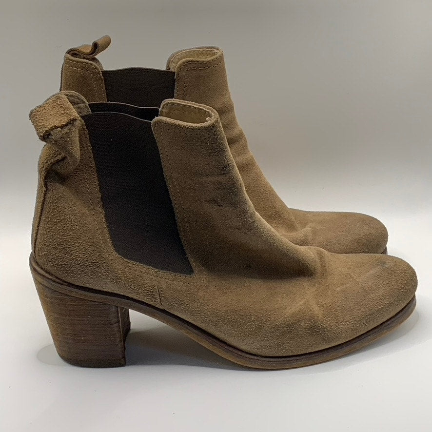 UNBRANDED Women's Brown Suede Round Toe Block Heel Ankle Bootie SZ 40 US 9