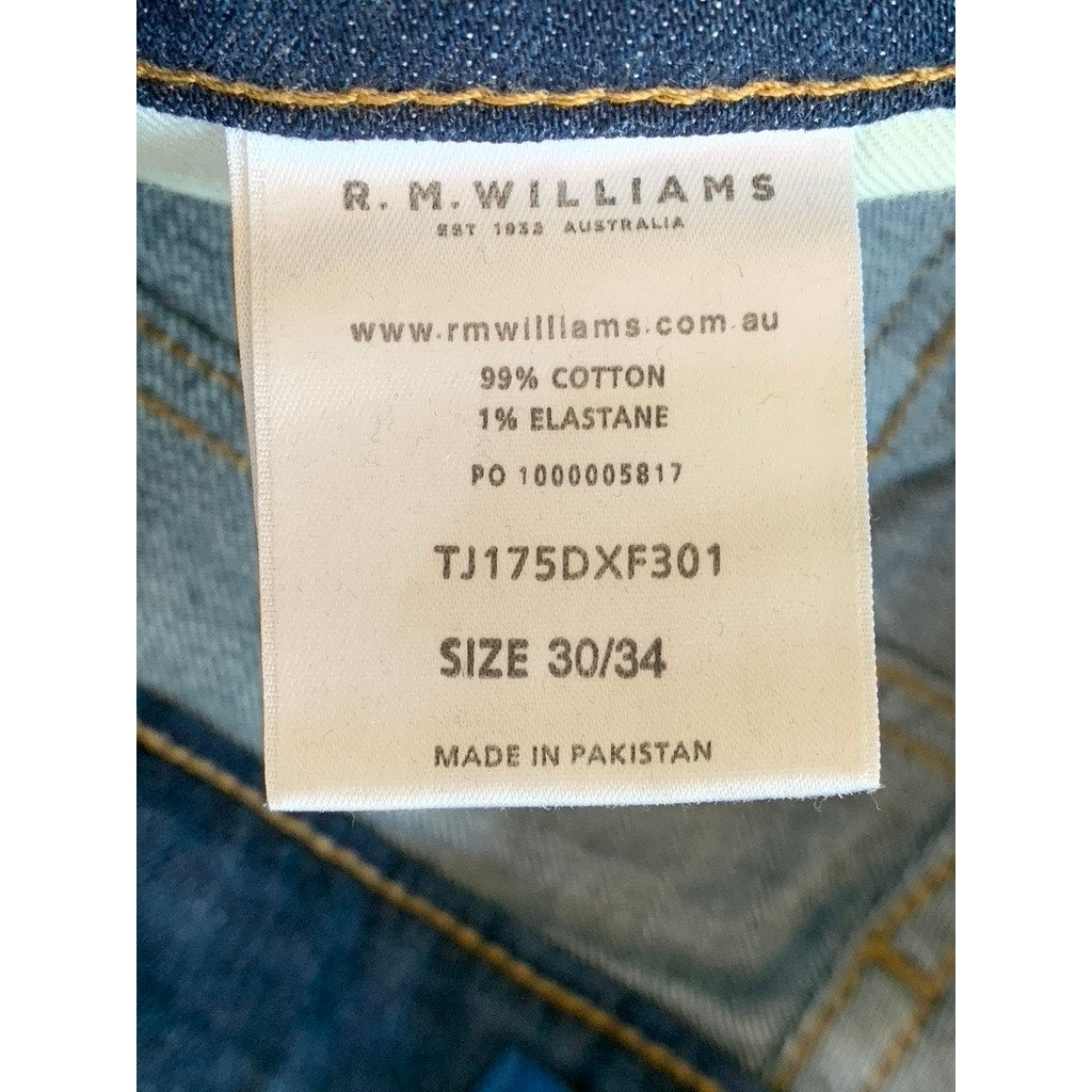 R.M. WILLIAMS Men's Dark Blue Straight-Leg Denim Five-Pocket Jeans SZ 30X34