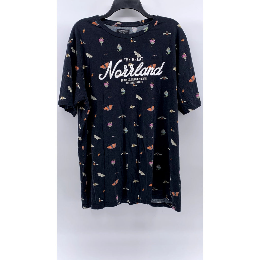 SQRTN COMPANY Unisex Adult Black Butterfly Crewneck Short Sleeve T-Shirt SZ XL