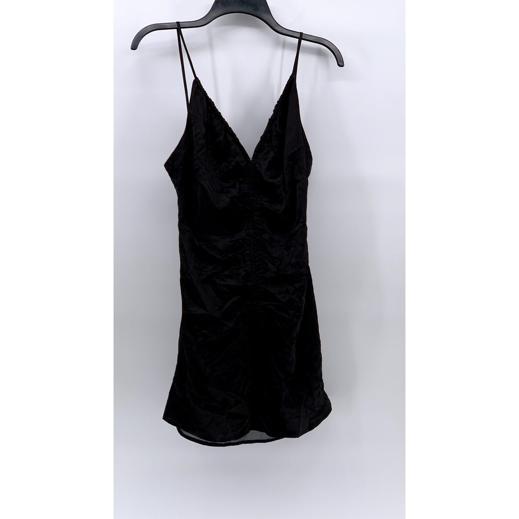 ASTR THE LABEL Women's Black Cinched V-Neck Spaghetti Strap Peony Dress SZ M