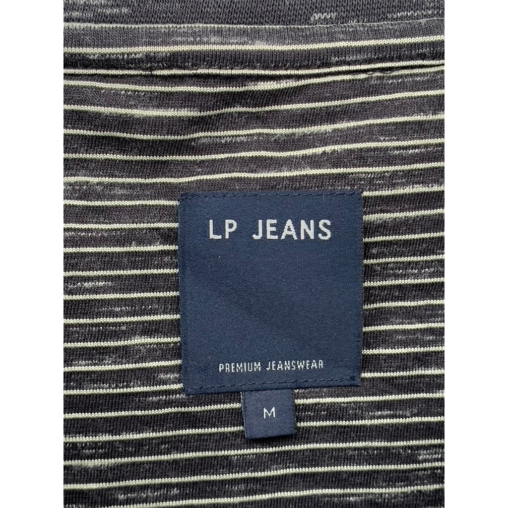 LP JEANS Men's Navy-White Striped Crewneck Casual Short Sleeve T-Shirt SZ M
