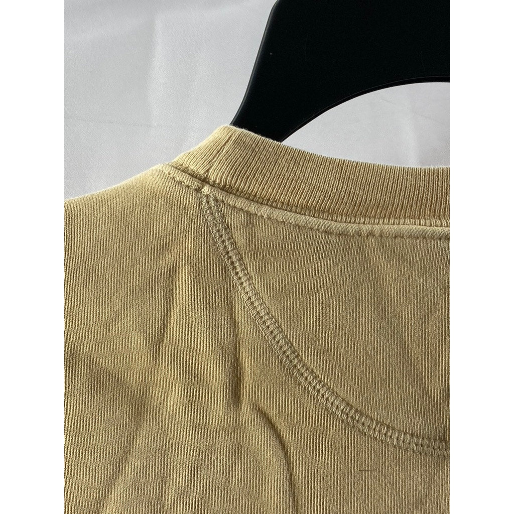 GIRLFRIEND COLLECTIVE Women's Sand Tan Crewneck Casual Cropped Sweatshirt SZ S