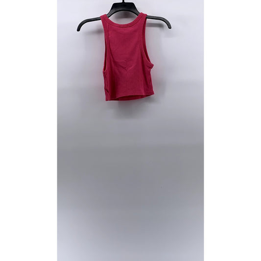 ZARA Women’s Pink Ribbed Crewneck Sleeveless Cropped Top SZ L