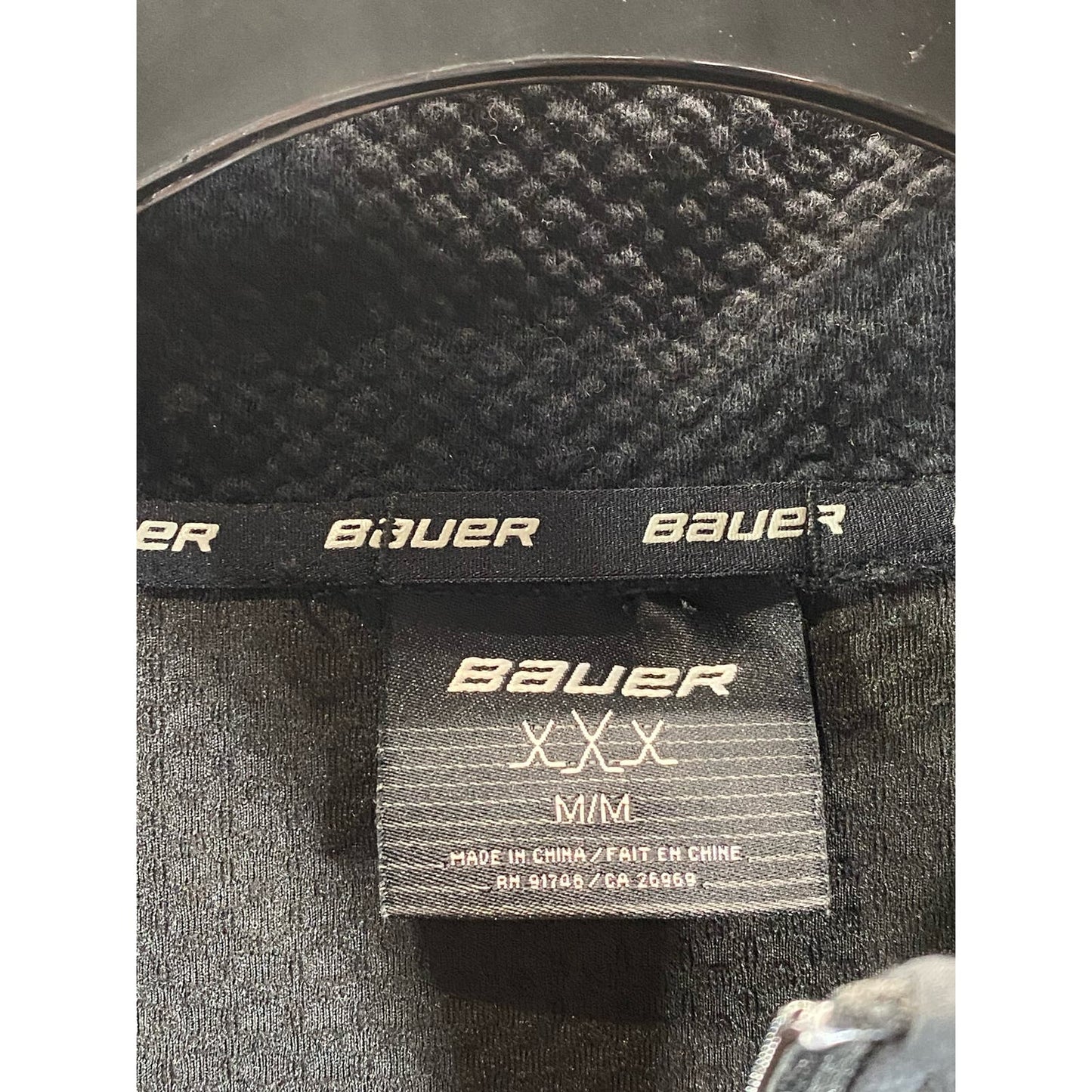 BAUER XXX Men's Solid Black FLC Quarter-Zip Senior Pullover Sweatshirt SZ M