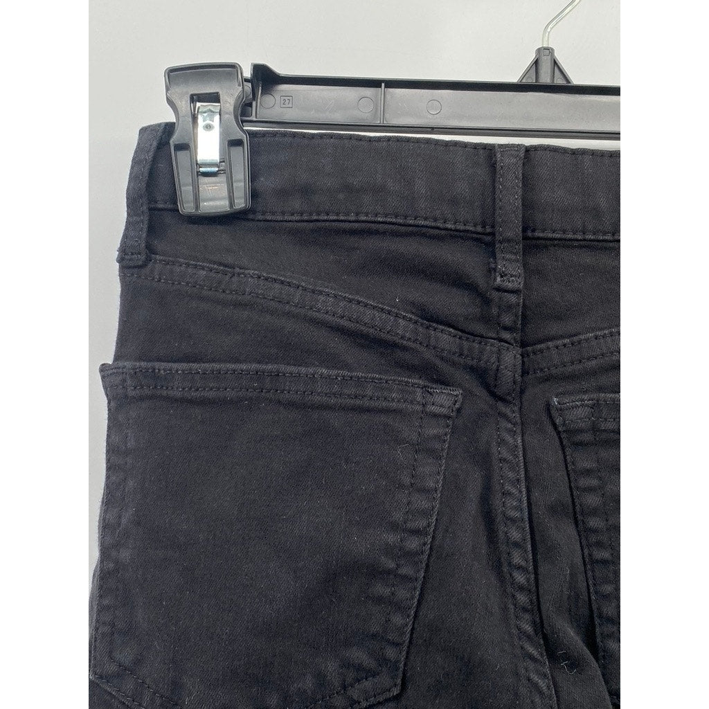 TOPSHOP Women's Black Distressed Jamie Skinny-Leg High-Rise Regular Jeans SZ 25