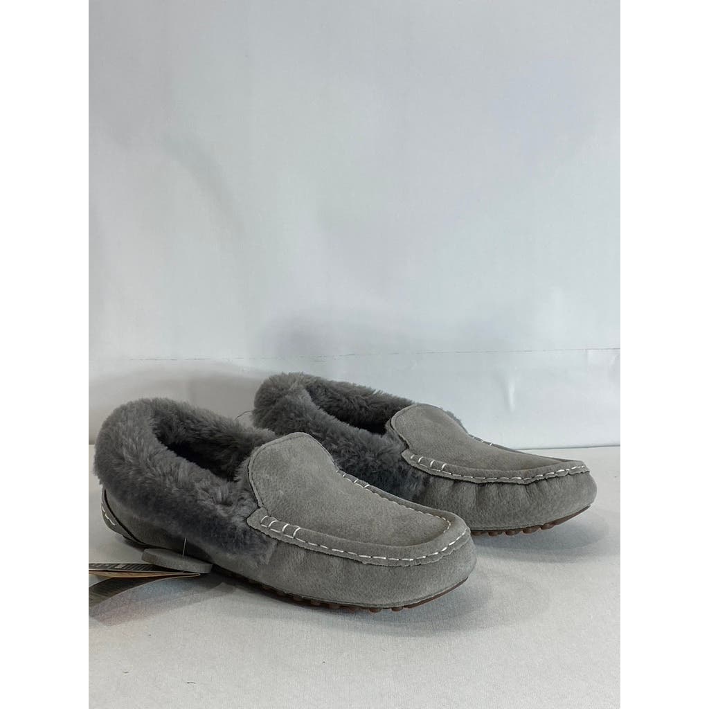 LAMO Women's Charcoal Faux-Fur Aussie Moc-Toe Cirrus Memory Foam Slipper SZ 5