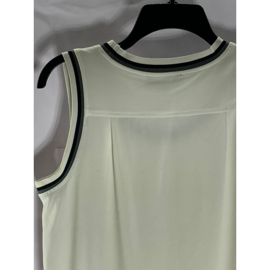 ABS By Allen Schwartz Women’s White/Black Crewneck Casual Tank Dress SZ S