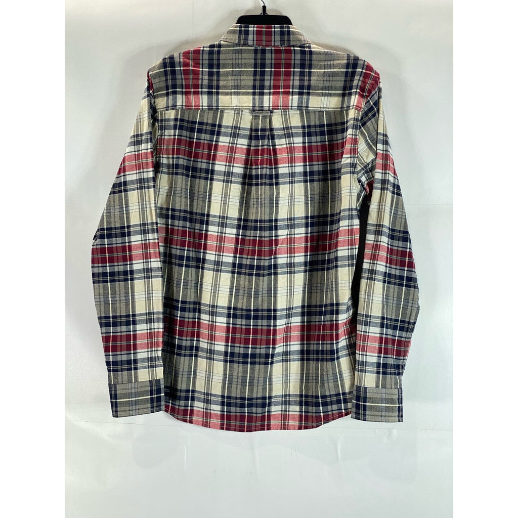 TOPMAN Men's Multicolor Plaid Button-Up Regular-Fit Long Sleeve Shirt SZ S