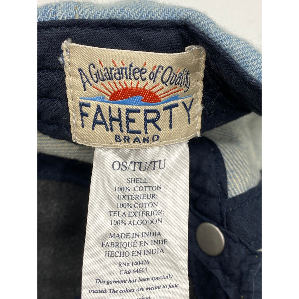 FAHERTY BRAND Men's Light Blue Denim Mountain Patch Baseball Hat SZ OS