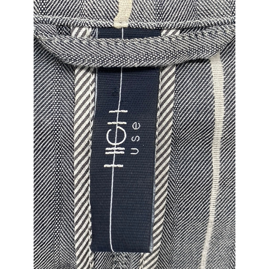 HIGH USE Women's Dark Gray Striped Two-Button Tie-Back Long Sleeve Blazer SZ 30