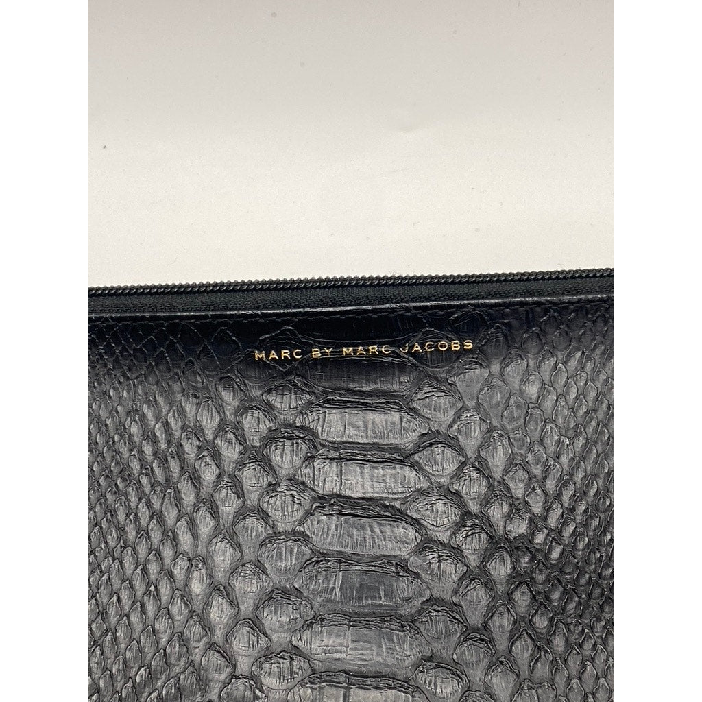 MARC BY MARC JACOBS Women’s Black Leather Snake-Skin Zipper Clutch SZ OS