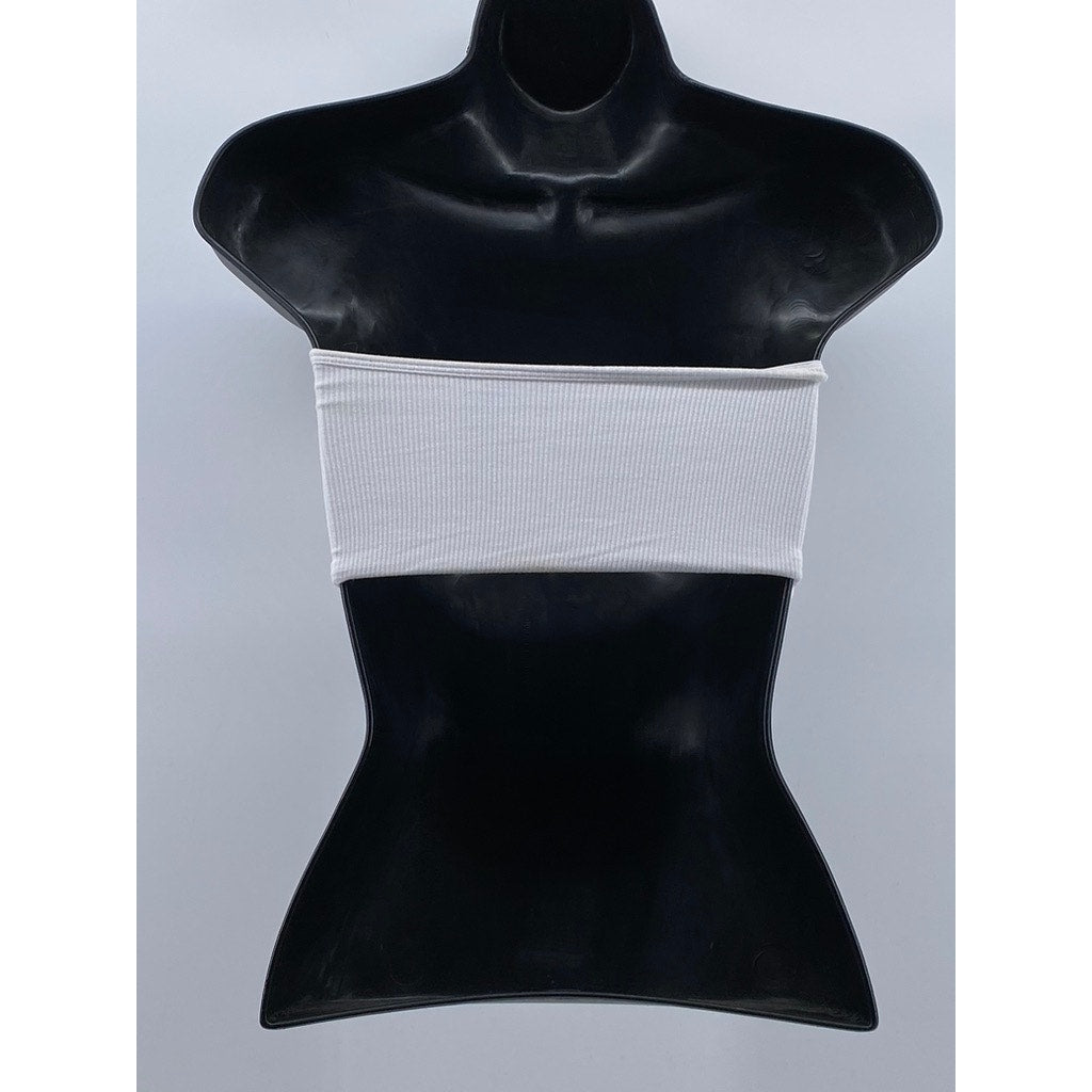 KLASSY NETWORK Women's White Ribbed Strapless Tube Top SZ 2XS