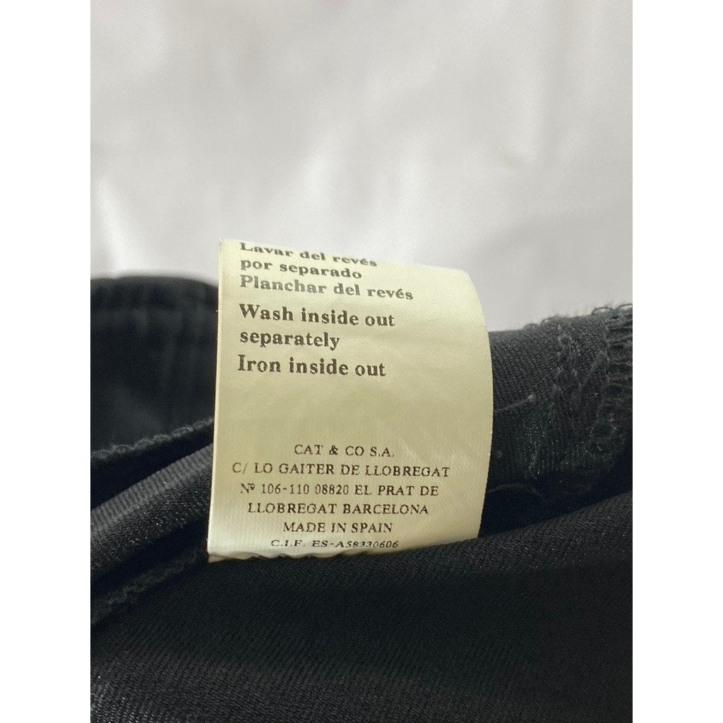 MR. CAT By Isabel De Pedro Women's Black Button-Front Skinny Stirrup Pant SZ 4