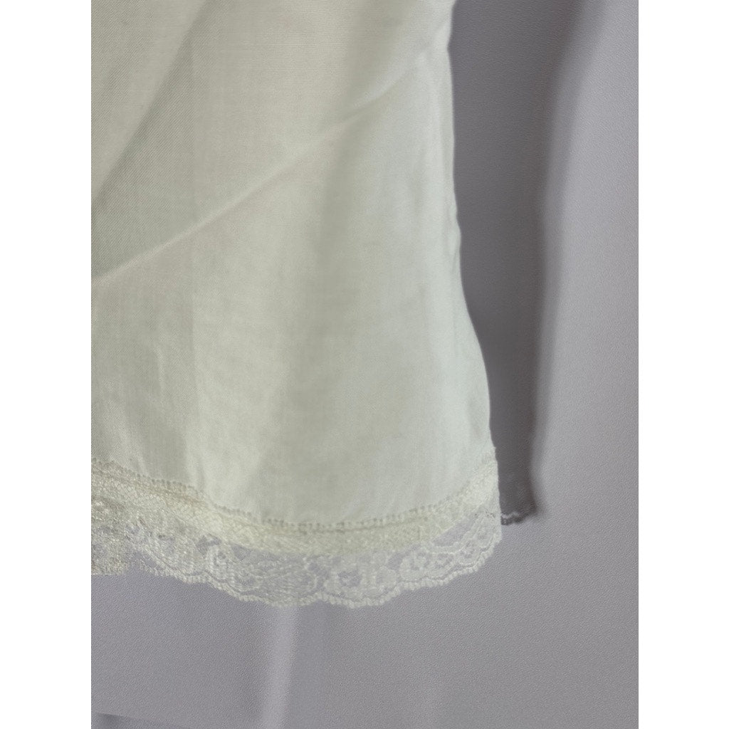 COMMENSE Women's White Fly Away Tied Lace-Trim V-Neck Sleeveless Tank top SZ S
