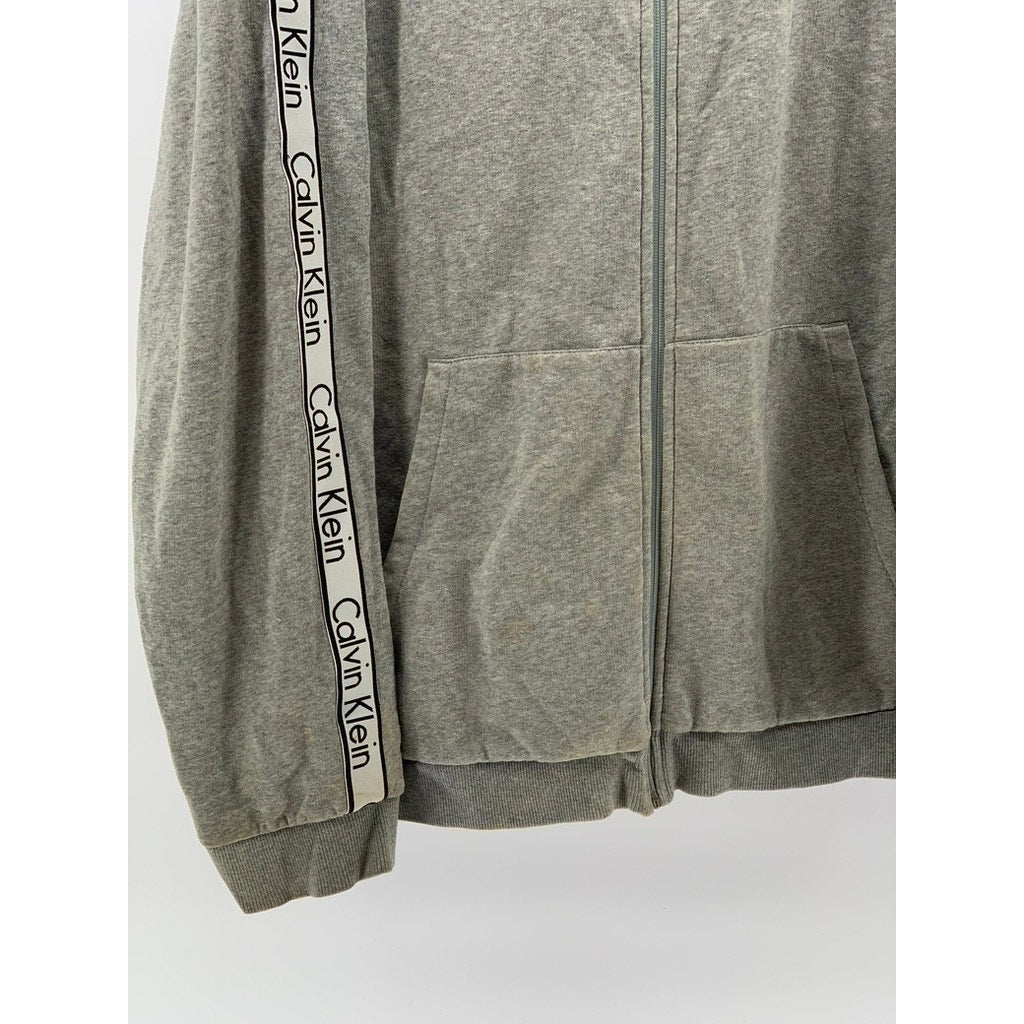 CALVIN KLEIN Men's Gray Logo Zip-Up Sweatshirt SZ 2XL
