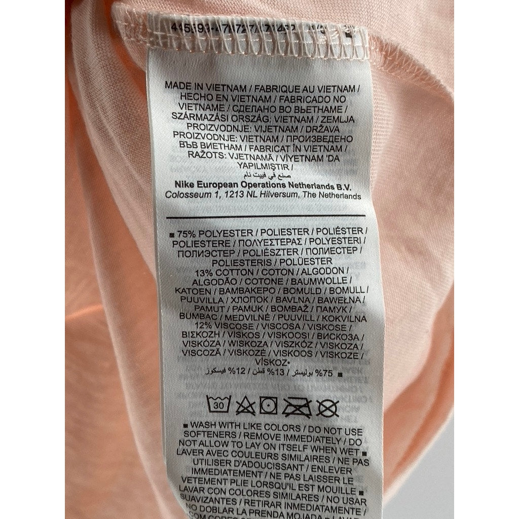 NIKE PRO Women's Salmon Pink Dri-Fit Crewneck Short Sleeve Cropped Top SZ L