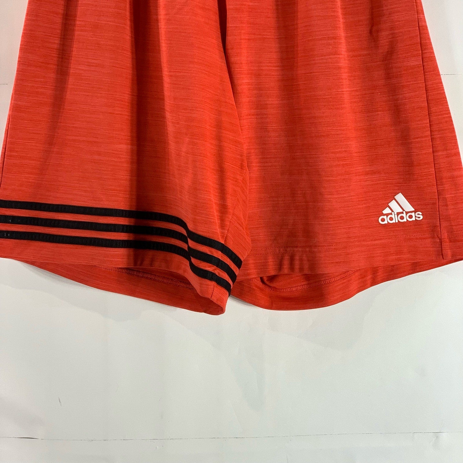 ADIDAS Men's Orange/Black Drawstring Waist Pull-On Active Shorts SZ L