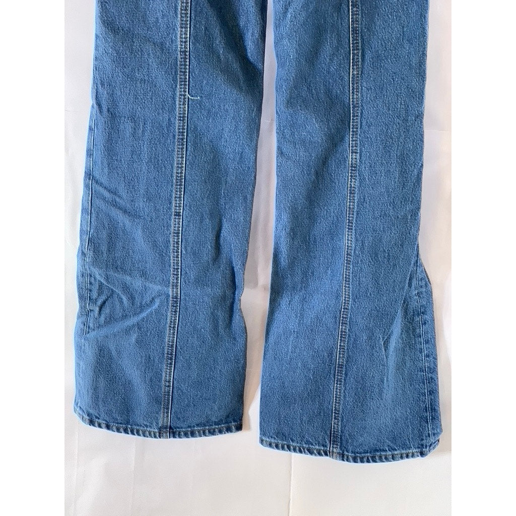 REFORMATION JEANS Women's Dark Blue Leah Seamed High-Rise Wide-Leg Jeans SZ 25