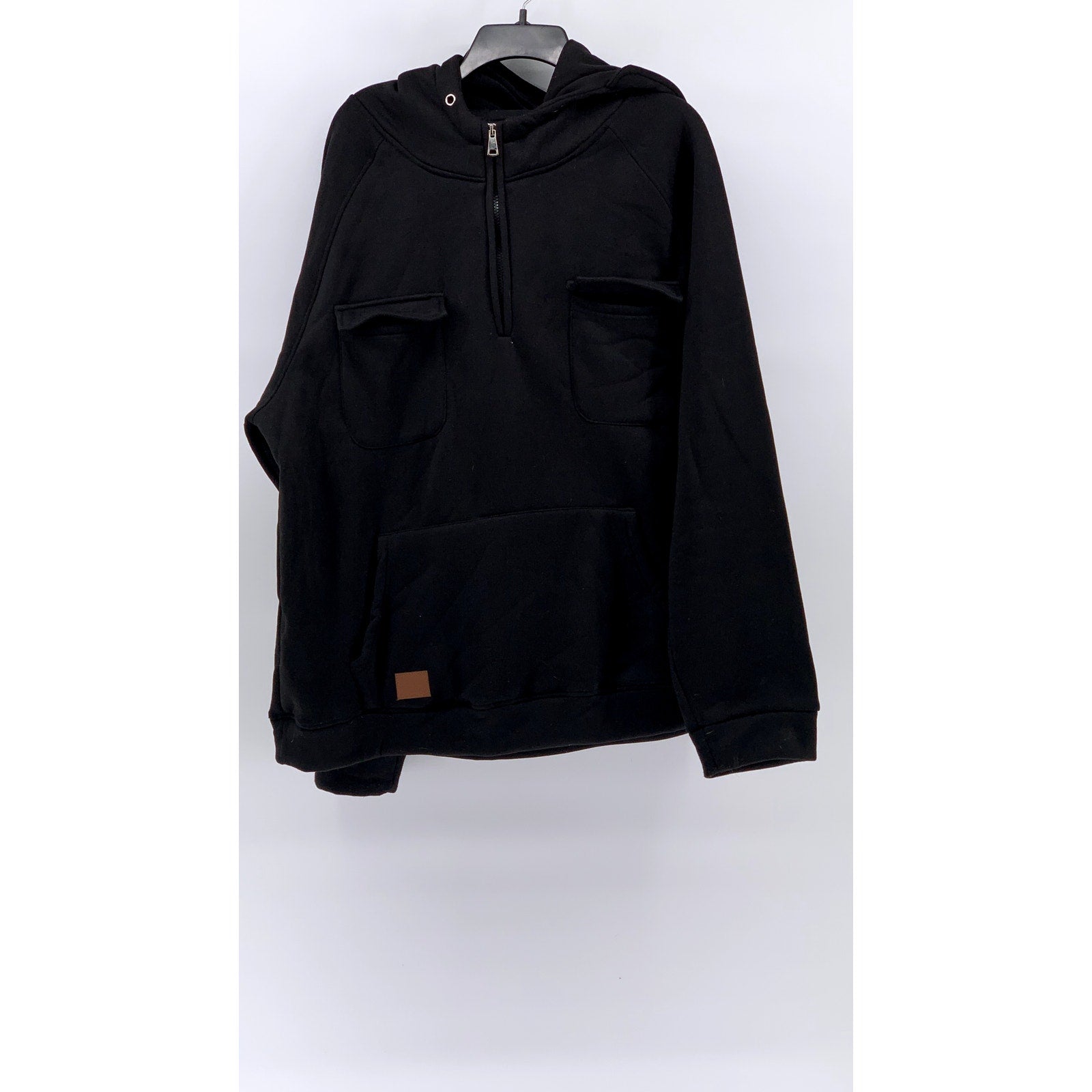 UNBRANDED Men’s Black Half-Zip Hooded Pullover Sweater SZ 2XL