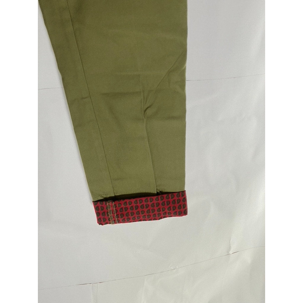 BENSON NYC Men's British Khaki Printed-Cuff Slim-Leg Sateen Pant SZ 25X28