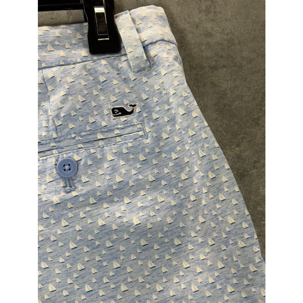VINEYARD VINES Men's Light Blue Sailboat Print Performance Breaker Shorts SZ 32