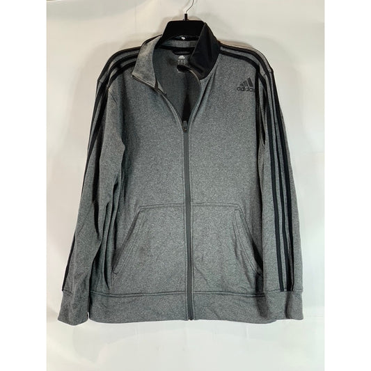 ADIDAS Men's Gray/Black Climawarm 3-Stripe Stand Collar Zip-Up Track Jacket SZ L