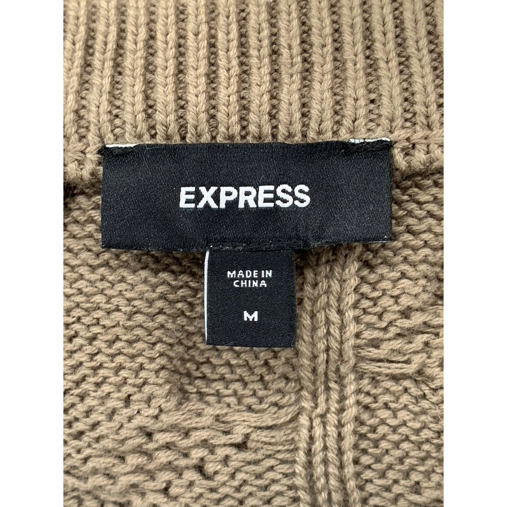 EXPRESS Men's Brown-Blue Dip Dye Cable Knit Sweater SZ M