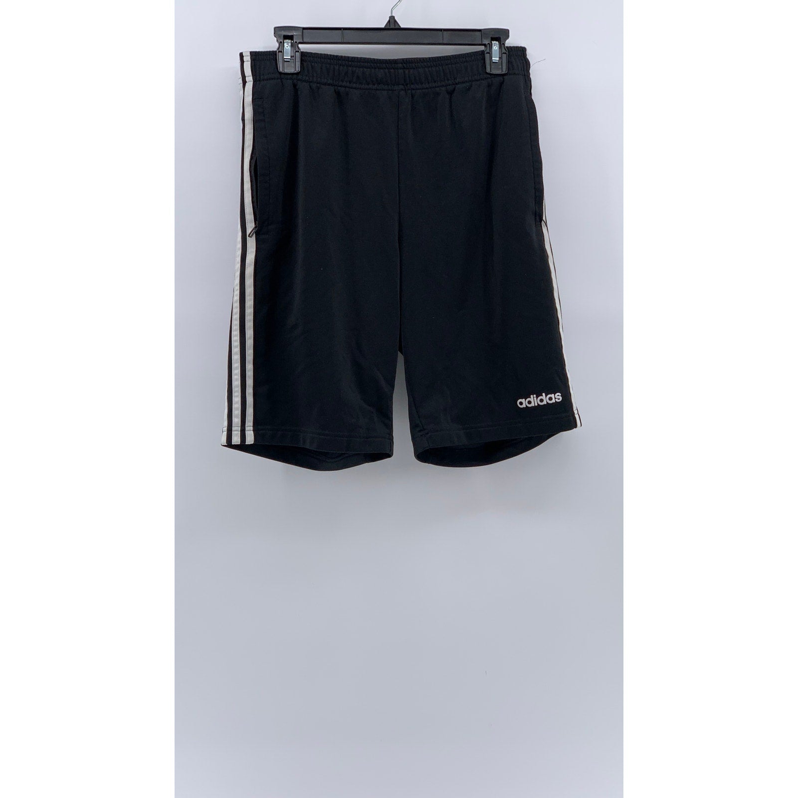 ADIDAS Men's Black-White 3-Stripe Pull-On Active Shorts SZ M