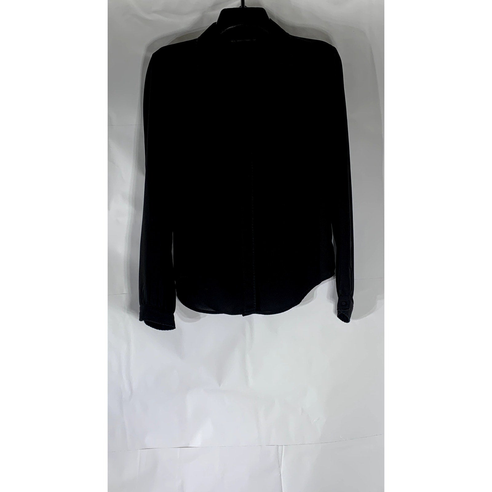 ZARA BASIC Women's Black Sheer Button-Up Long Sleeve Top SZ S