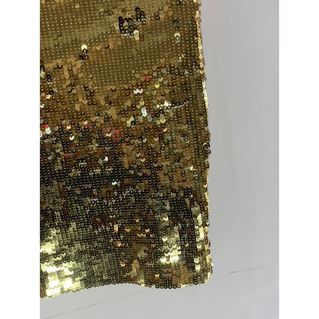 WOW COUTURE GOLD LABEL Women's Gold Sequin Embellished Mini Skirt SZ M