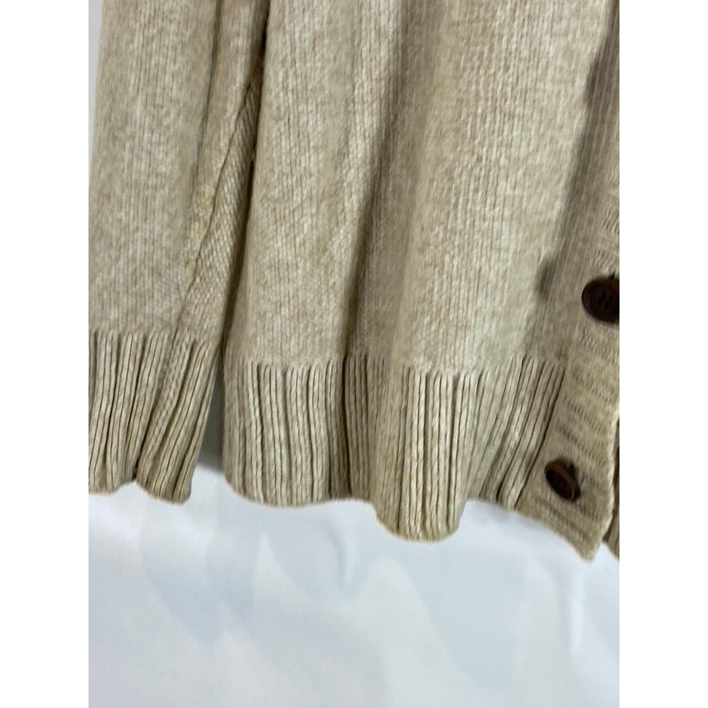 GUIDE SERIES Women's Beige Button Down Ribbed Hooded Sweater SZ 1X