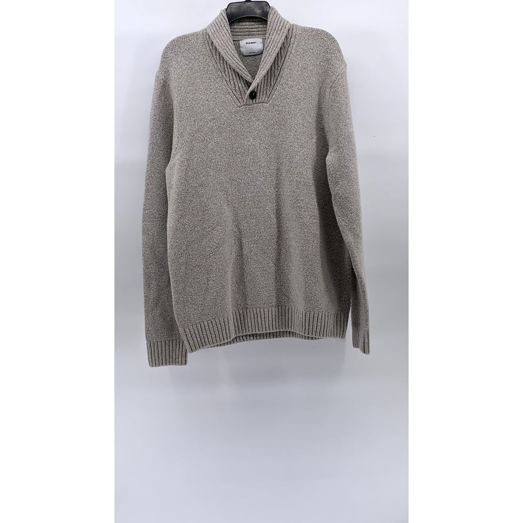 OLD NAVY Men's Heather Gray Shawl Collar Knit Pullover Sweater SZ L