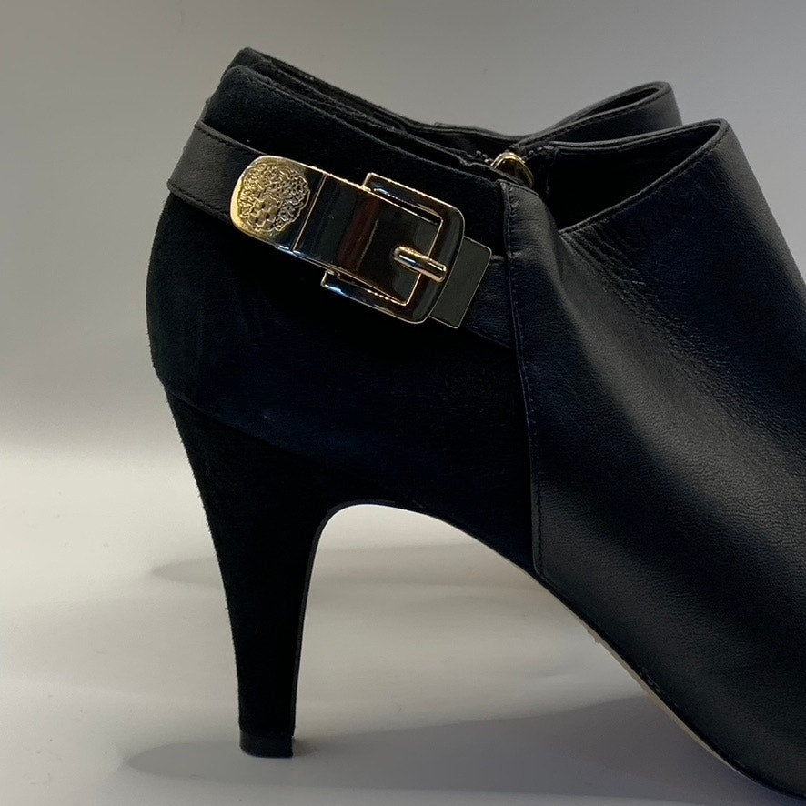 VINCE CAMUTO Women's Black Leather Velino Almond-Toe Side-Zipper Booties SZ 8.5
