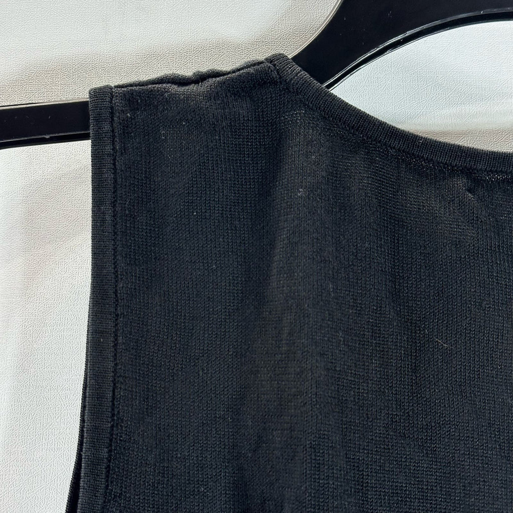 KENNETH COLE NEW YORK Women's Black Silk Deep Scoop-Neck Textured Tank Top SZ L