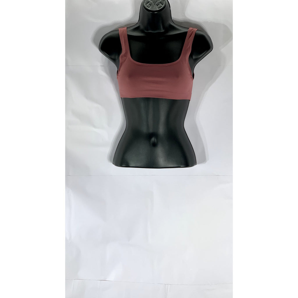 UNIQLO U Women's Pink Straight-Neck Ribbed-Hem Sport Bra SZ S