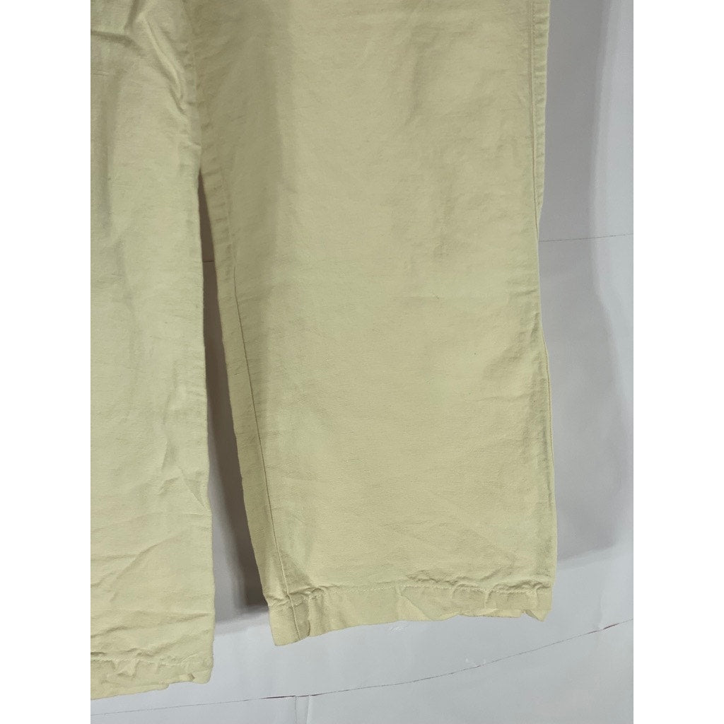UNIQLO X INES DE LA FRESSANGE Women's Beige Linen-Cotton Wide-Leg Pant SZ 2