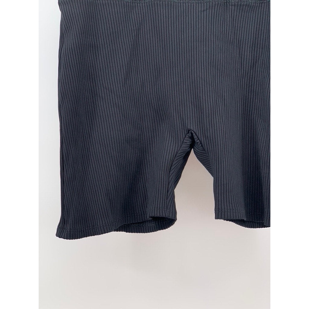 PEPPER Women's Black Ribbed Pull-ON Bike Shorts SZ S