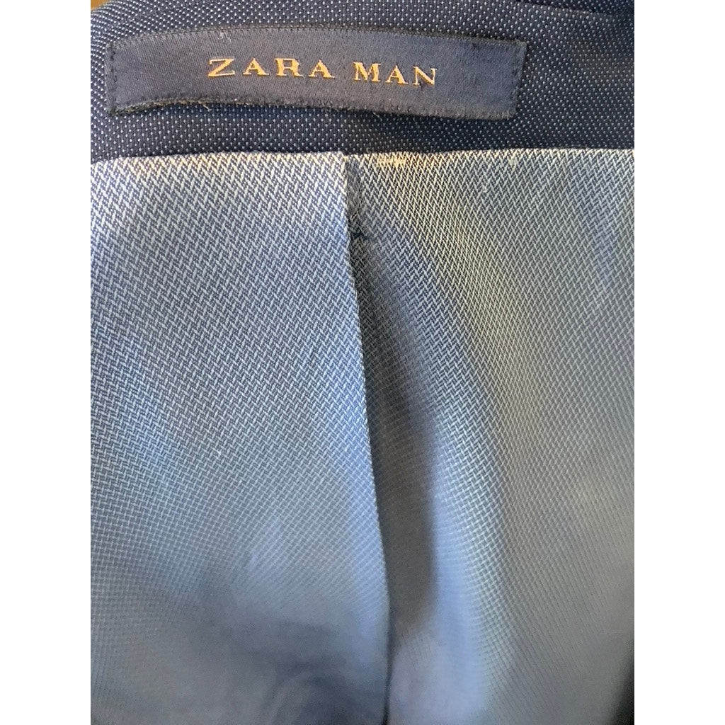 ZARA MAN Men's Navy Solid Two-Button Wool Blazer SZ 38