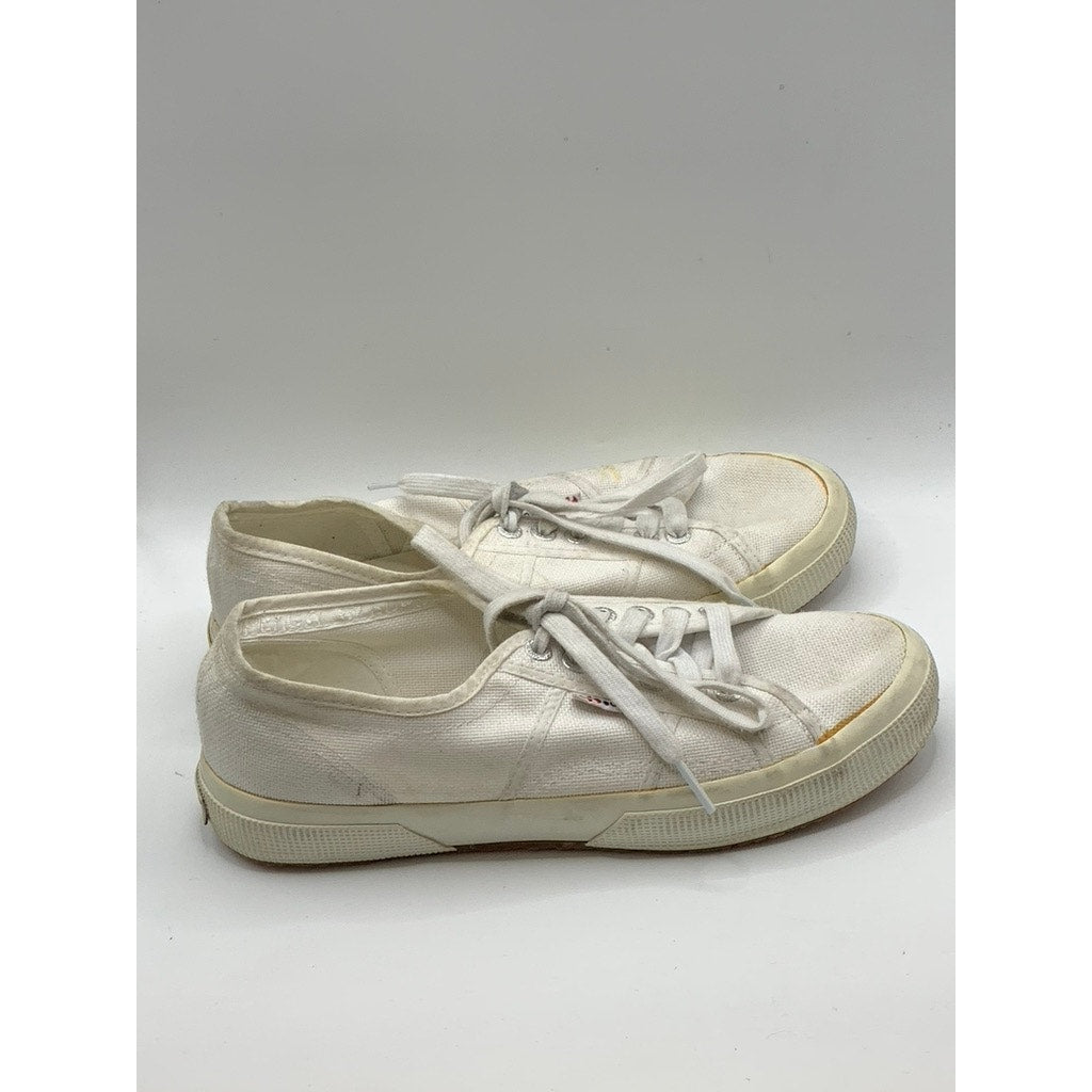 SUPERGA Unisex White Canvas Classic Sneakers SZ M6.5/W8