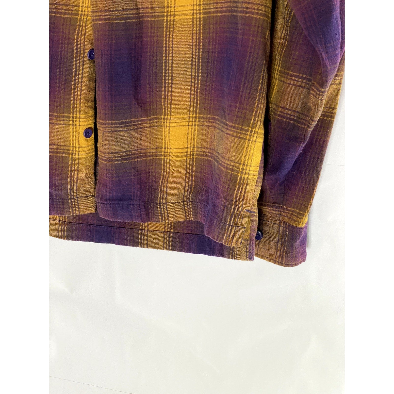 STANDARD/CLOTH Men's Purple-Yellow Plaid Regular-Fit Flannel Button-Up Shirt SZS