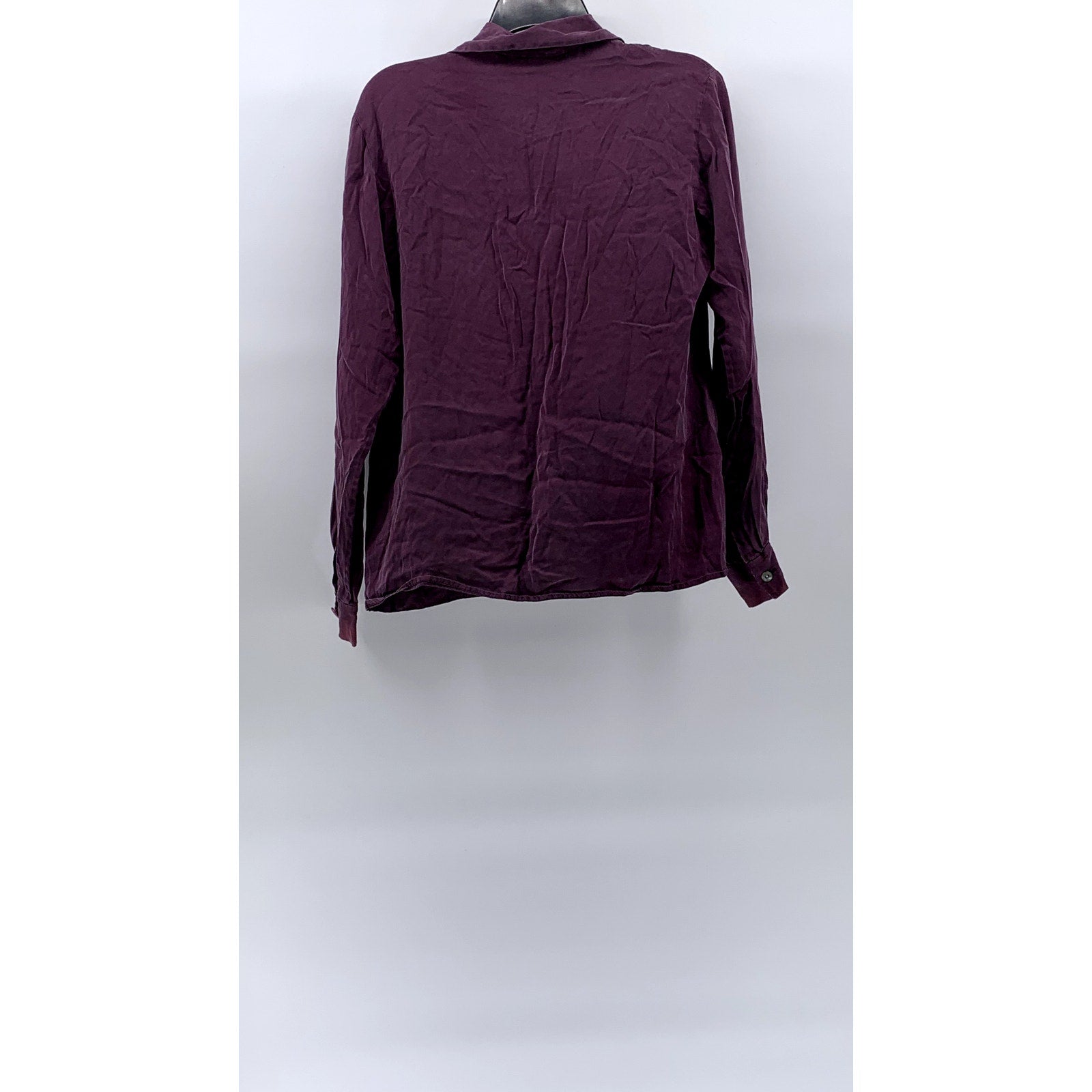 CASUAL CORNER Women's Burgundy Button-Up Regular-Fit Long Sleeve Top SZ 8