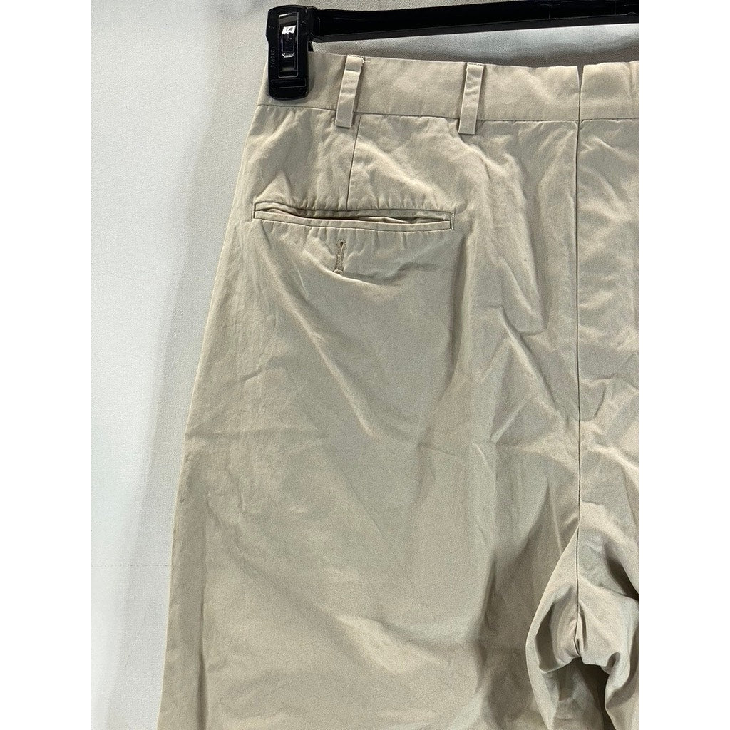 BROOKS BROTHERS Men's Beige Pleated Supima Cotton Cuffed Pants SZ 34X32