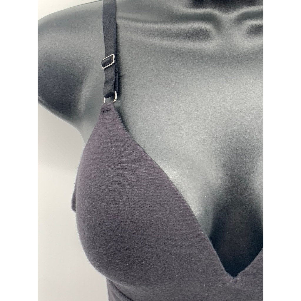 JOCKEY Women's Black Solid Padded Spaghetti Strap V-Neck Bralette SZ M