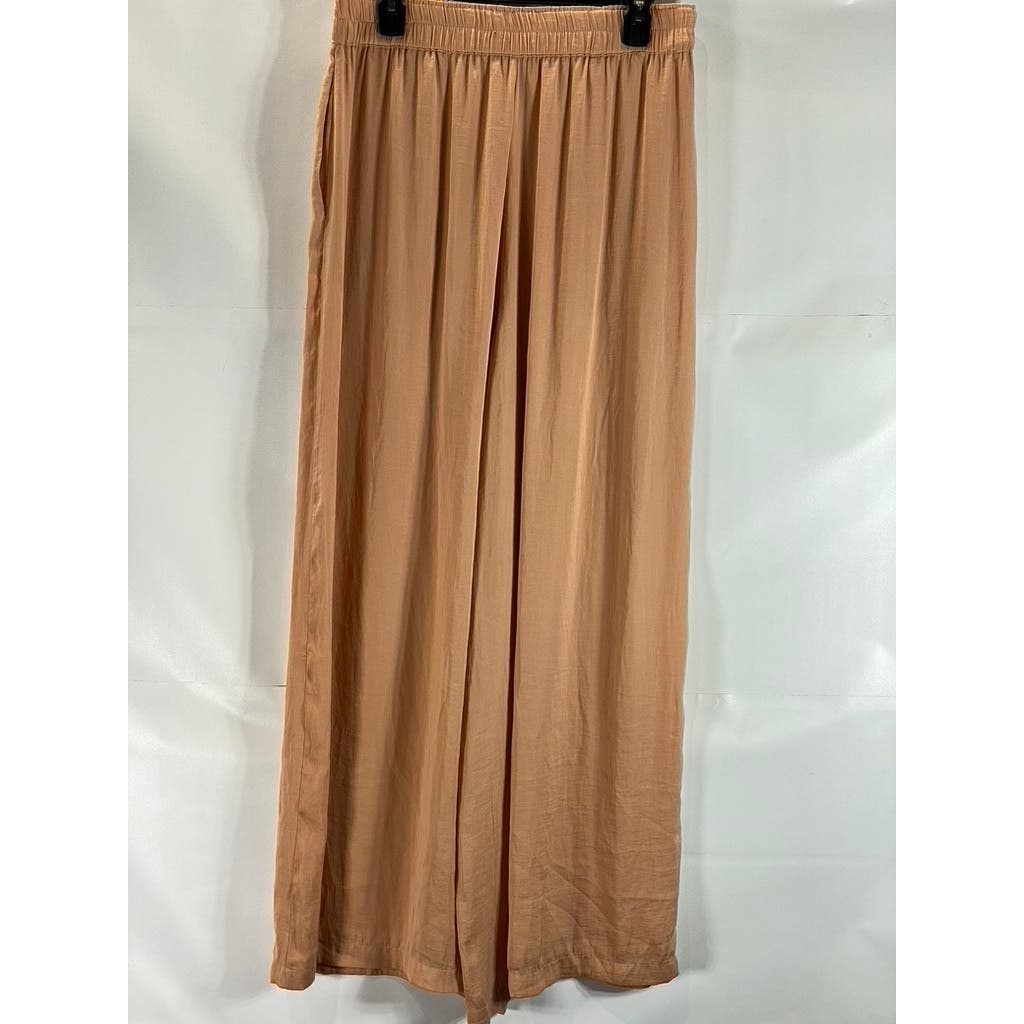 KENDALL & KYLIE Women's Peach Smocked Waist Pull-On Wide-Leg Pants SZ L