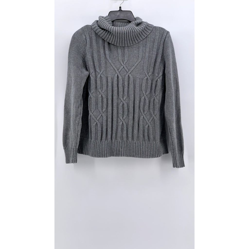 JILLIAN NICOLE Women's Petite Gray Cable Knit Turtle Neck Sweater SZ PL