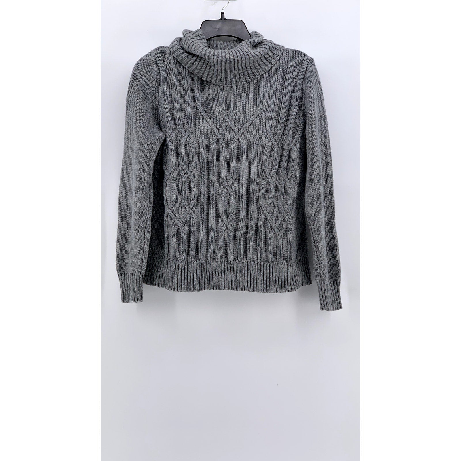 JILLIAN NICOLE Women's Petite Gray Cable Knit Turtle Neck Sweater SZ PL