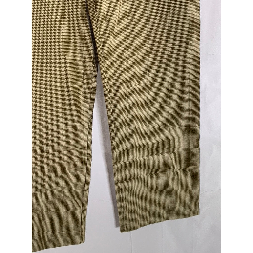 MIRACLE EYE Women's Brown Houndstooth Birkin High-Rise Four-Pocket Pant SZ M