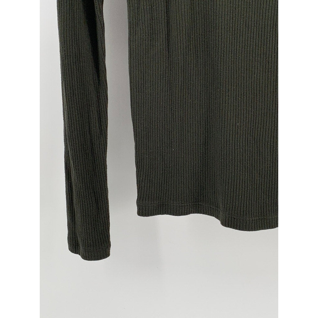UNIQLO Women's Olive Ribbed HeatTech Ultra Warm High-Neck Long Sleeve Top SZ XS